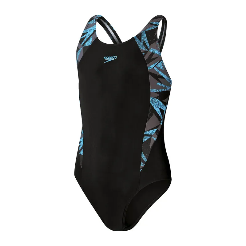 Speedo Girls HyperBoom Splice Muscleback One Piece Black/Bolt